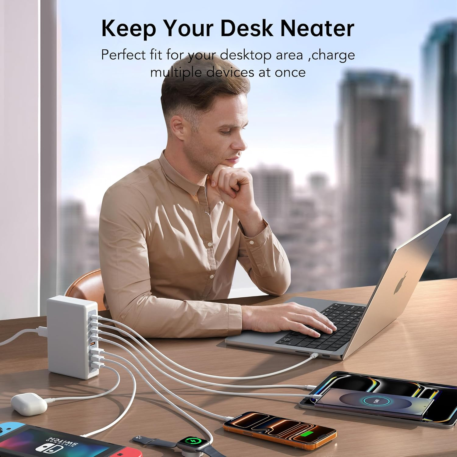 USB C Charger 260W USB C Charger Block,Upgraded Gan III 8-Port Fast Charging Station Hub,Pd 100W 65W 45W 25W 20W Laptop Charger Adapter for Macbook Pro/Air,Dell,Steam Deck,Iphone 17/16,Galaxy S24/23