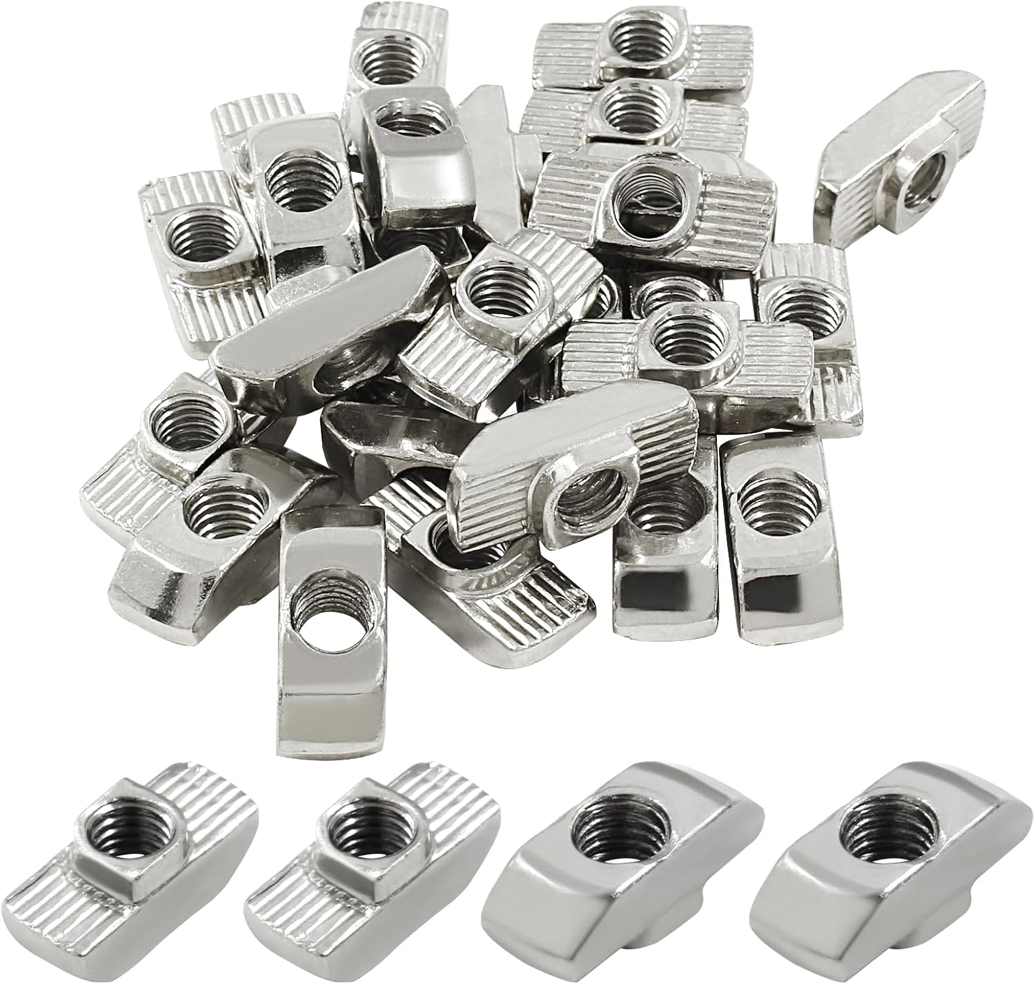 Zorveiio 50Pcs 4545 Series T Nuts Carbon Steel,M8 T Slot Nut Hammer Head Fastener Nut Assortment for Aluminum Profile image number 2