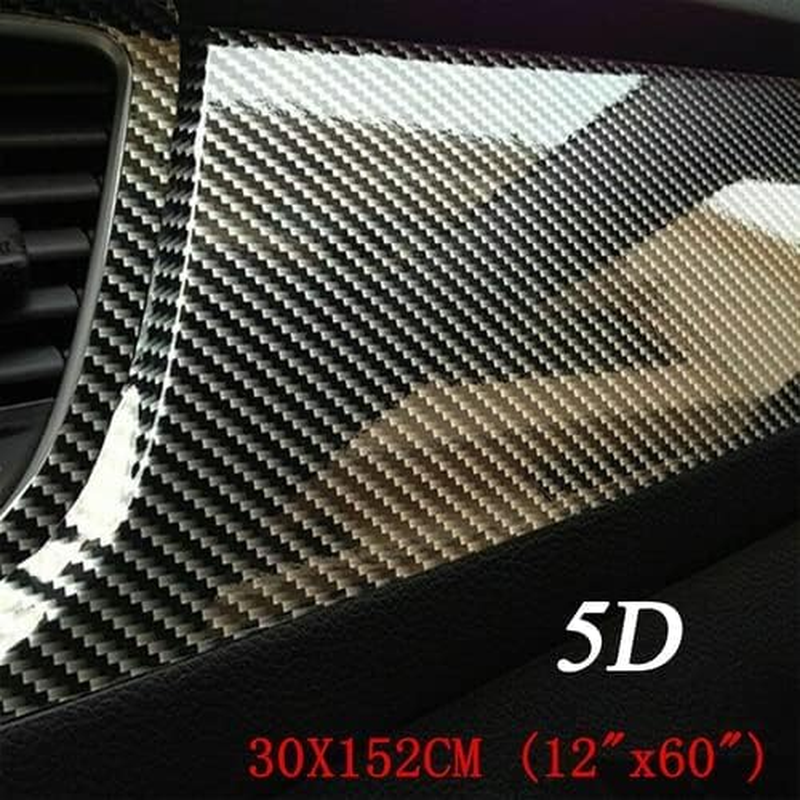 Auto Accessories 5D Glossy Carbon Fiber Wrap Vinyl Film Car Interior Wrap Stickers, Car DIY Interior Exterior (12 * 60Inch) (US Stock) image number 1
