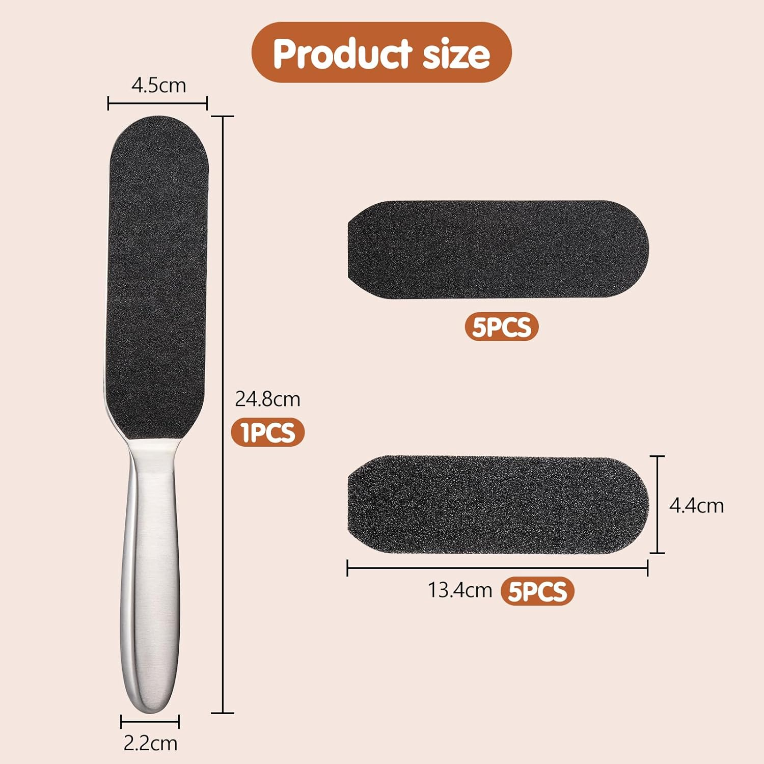 Hongien Pedicure Foot File and Hard Skin Callus Remover 1 X Stainless Steel Handle 10 X Foot File Coarse Fine Grain Foot Files for Hard Skin for Home Pedicure image number 5