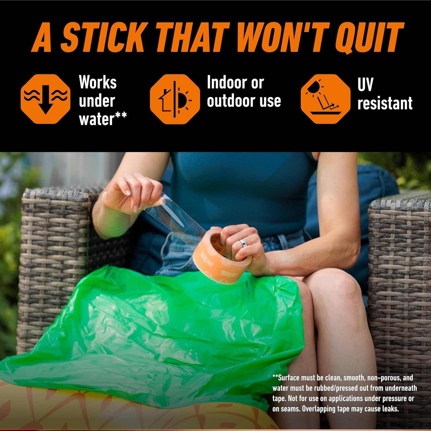 Gorilla Crystal Clear Repair Duct Tape, 1.88&rdquo; X 18 Yd, Clear, (Pack of 2) image number 1