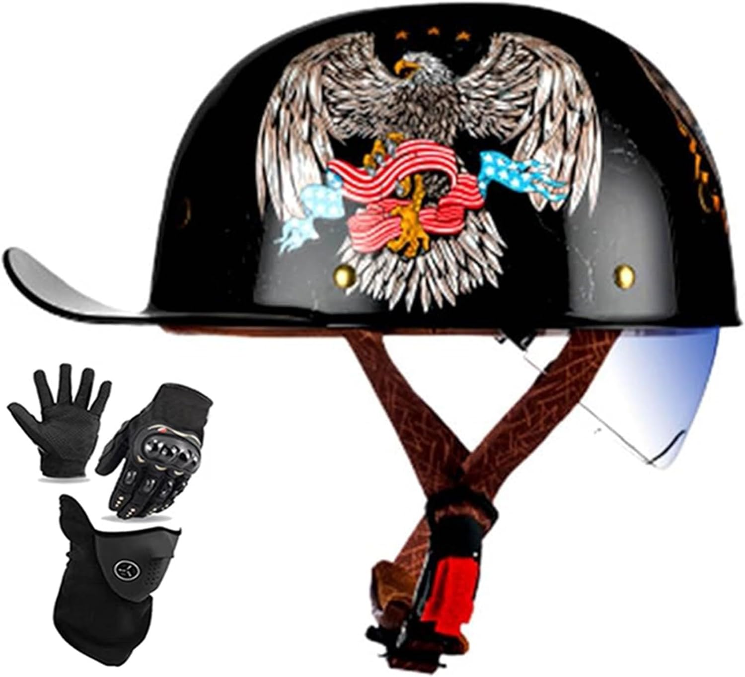 Vintage German Half Hel-Met Baseball Cap Retro Motorcycle Half Skull Cap Open-Face Hel-Met, Moped Cruiser Scooter Hel-Met image number 1