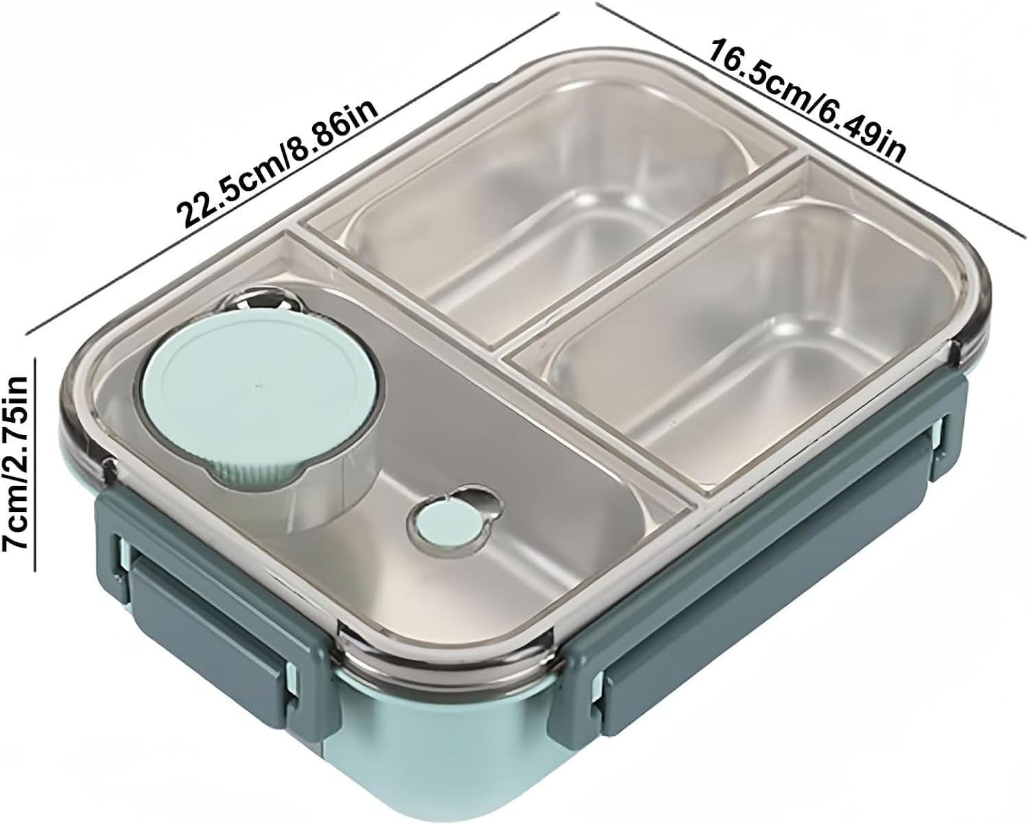 Stainless Steel Lunch Box with 4 Compartments, 850Ml Bento Box Set with Leakproof Lid, Utensils, and Easy Portability for School, Work, Camping, and Travel image number 2
