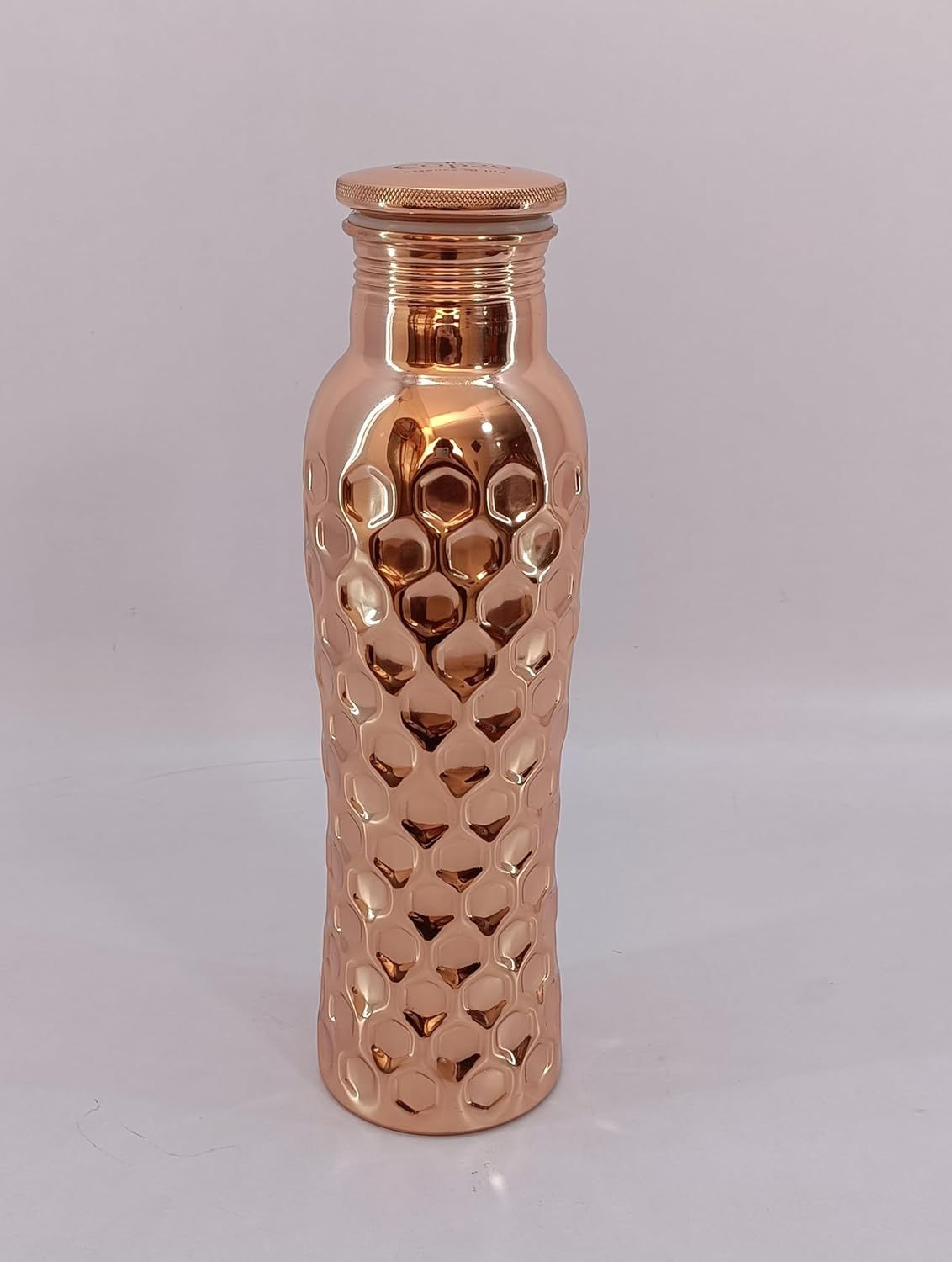 Cop29 Fairy Copper Glossy Honeycomb Water Bottle- 30Oz/900Ml | a Handcrafted Leak Proof Ayurvedic Pure Copper Vessel | Ideal for Hydration, Sports, Yoga & Daily Use | Enjoy the Health Benefits image number 3