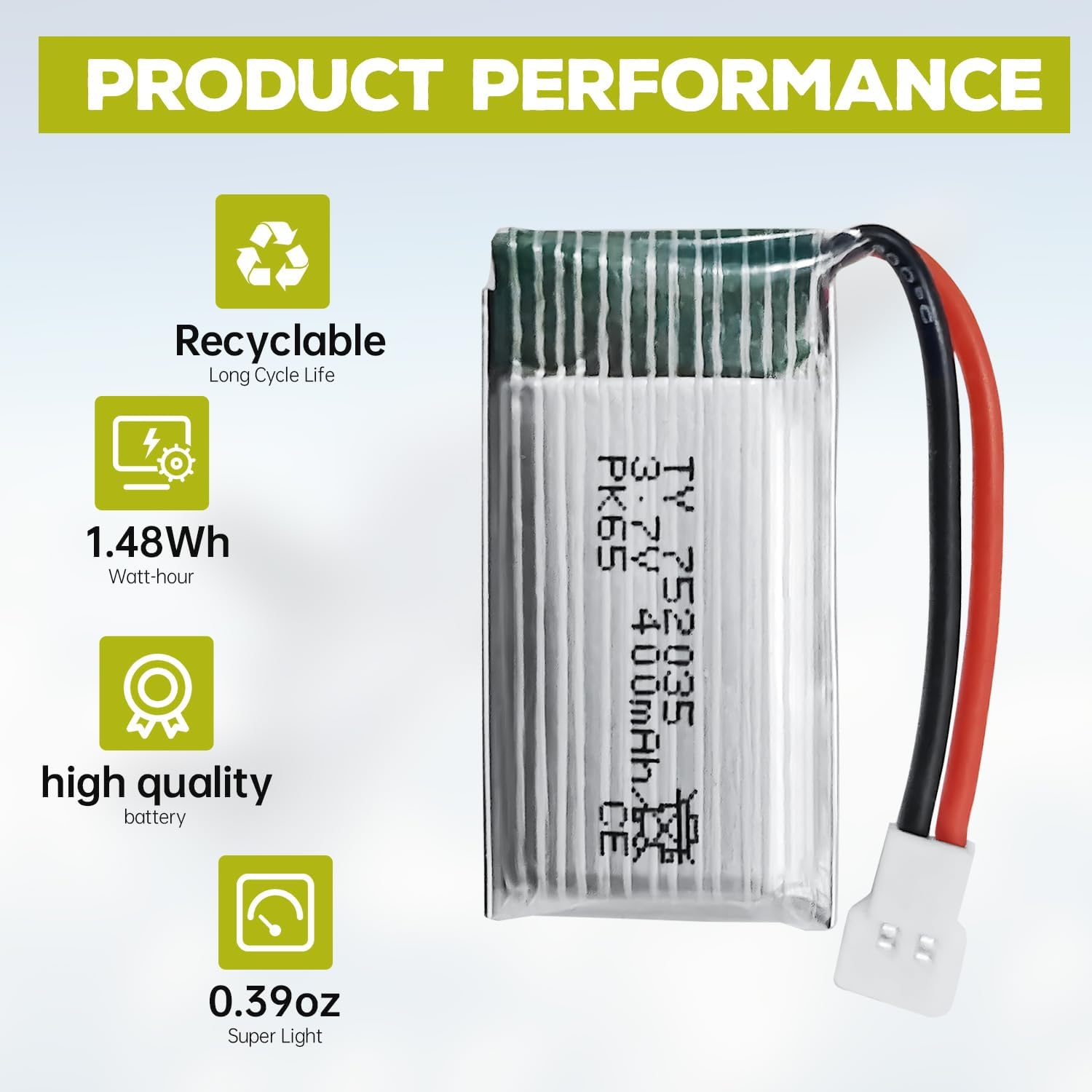5PCS 3.7V 400Mah 25C Discharge High Rate Li Battery with 5In1 Charger for Hubsan X4 H107C H107L Syma Q11 X11C H99W H31 HS170C F180C TOZO Q2020 E016H A120 V966 TR-C385 TR-F22 Spare Parts RC Drone image number 4
