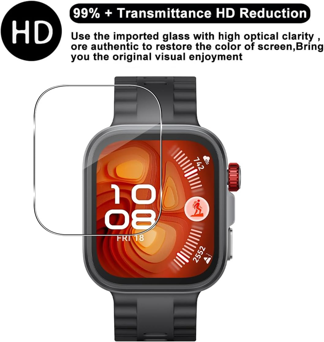 GEEMEE Pack of 3 Tempered Glass Screen Protectors for Huawei Watch Fit 4 Pro, Waterproof Tempered Glass Film, 9H Screen Protector, HD Anti-Scratch Screen Protector, Shatterproof, Bubble-Free Screen image number 6