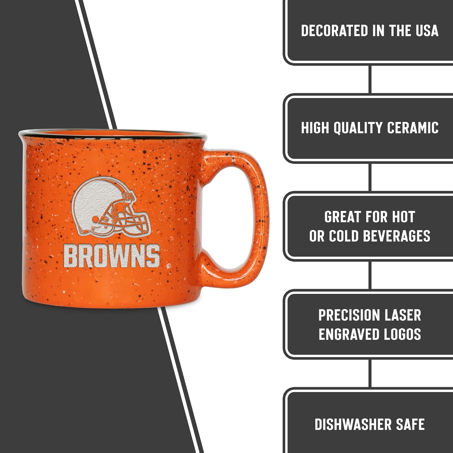 Rico Industries NFL Football Cleveland Browns Speckle 12Oz Laser Engraved Campfire Mug image number 2