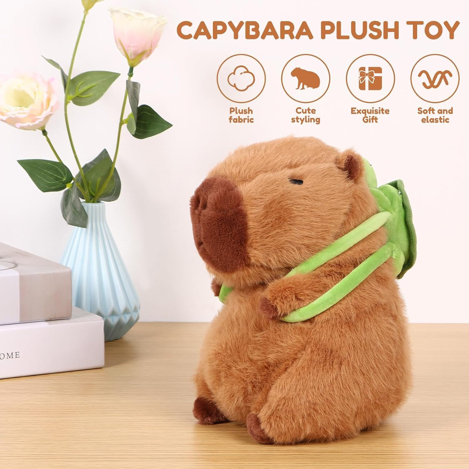Kukelen Capybara Plush Toy, Soft Stuffed Animal, Realistic Plush Doll Throw Pillow, Brown Stuffed Toy for Kids Adults Christmas New Year Gift (45) image number 2