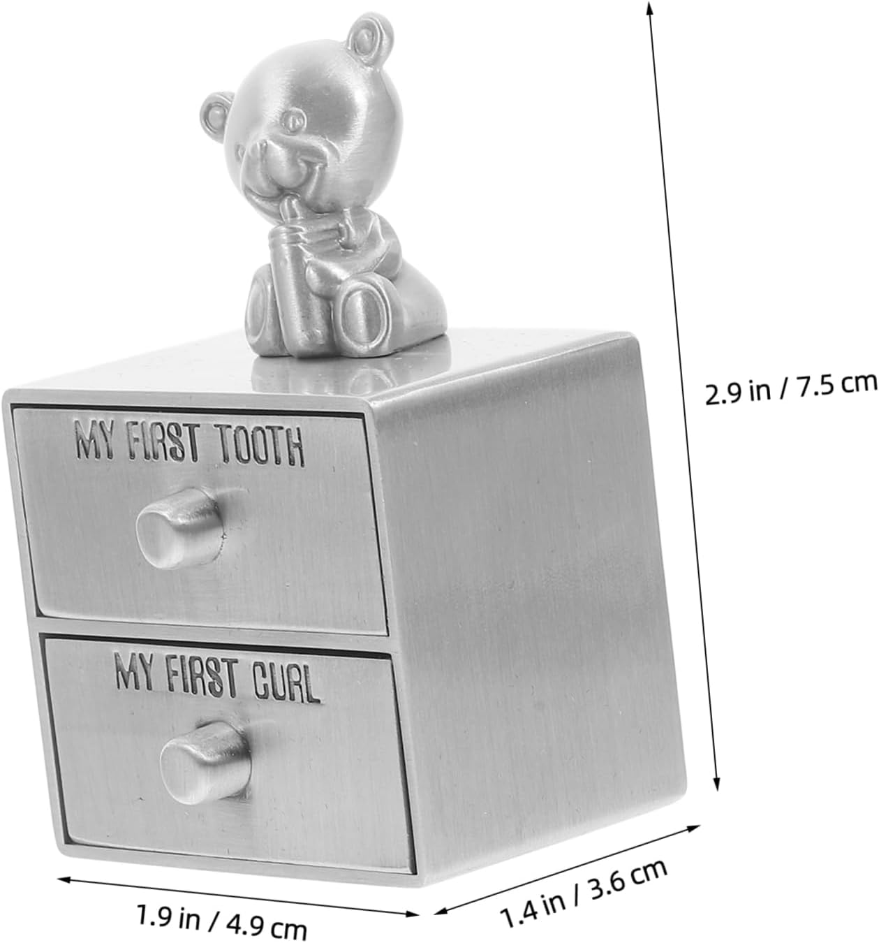Metal Baby Tooth and Hair Keepsake Box First Tooth Curl Holder Organizer for Boys and Girls for Baby Memory image number 2