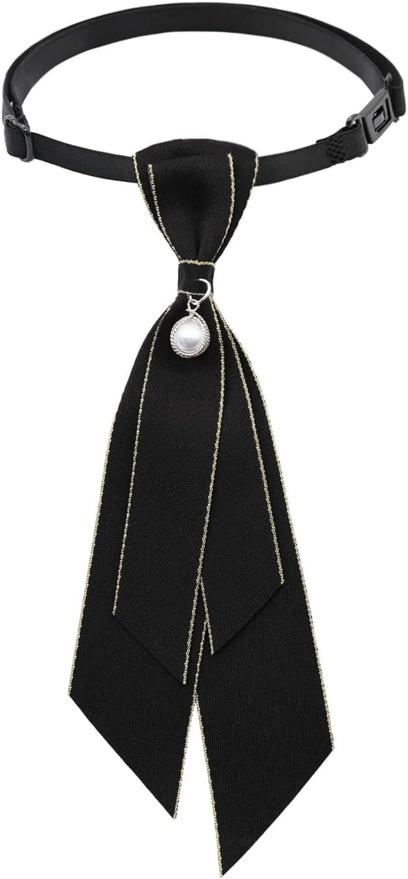 Bow Tie for Women, Adjustable Womens Tie Girls Uniform Ties Pre Tied Womens Necktie with Artificial Pearl for School