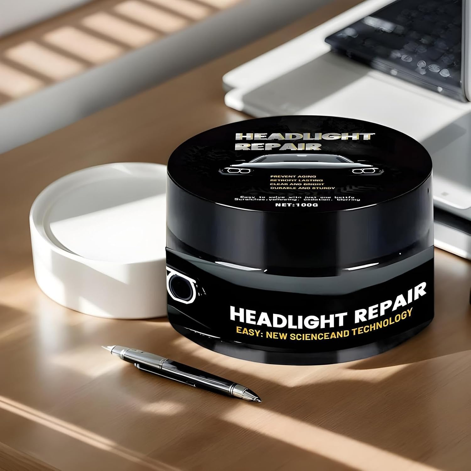 Nankoyal Headlight Restorer - Deep Cleaning Headlight Restoration - 100G Automotive Scratch Paste for Headlamp Refurbishment Remove Oxidation Dirt Haze Detailing Exterior Care Vehicle Rvs