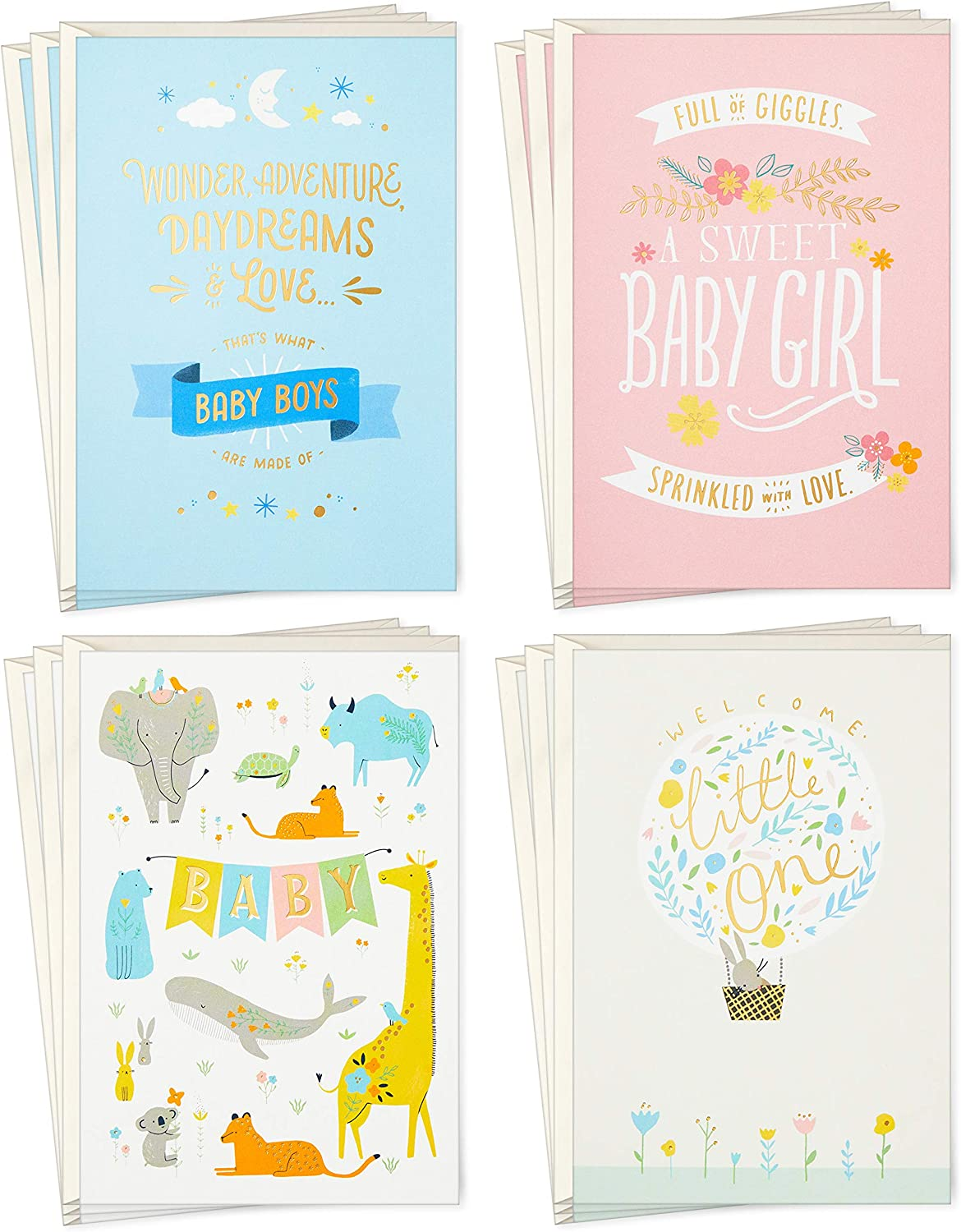 Hallmark Baby Shower Cards Assortment, 12 Cards with Envelopes (Rabbits, Animals, Baby Boys, Baby Girls) image number 4