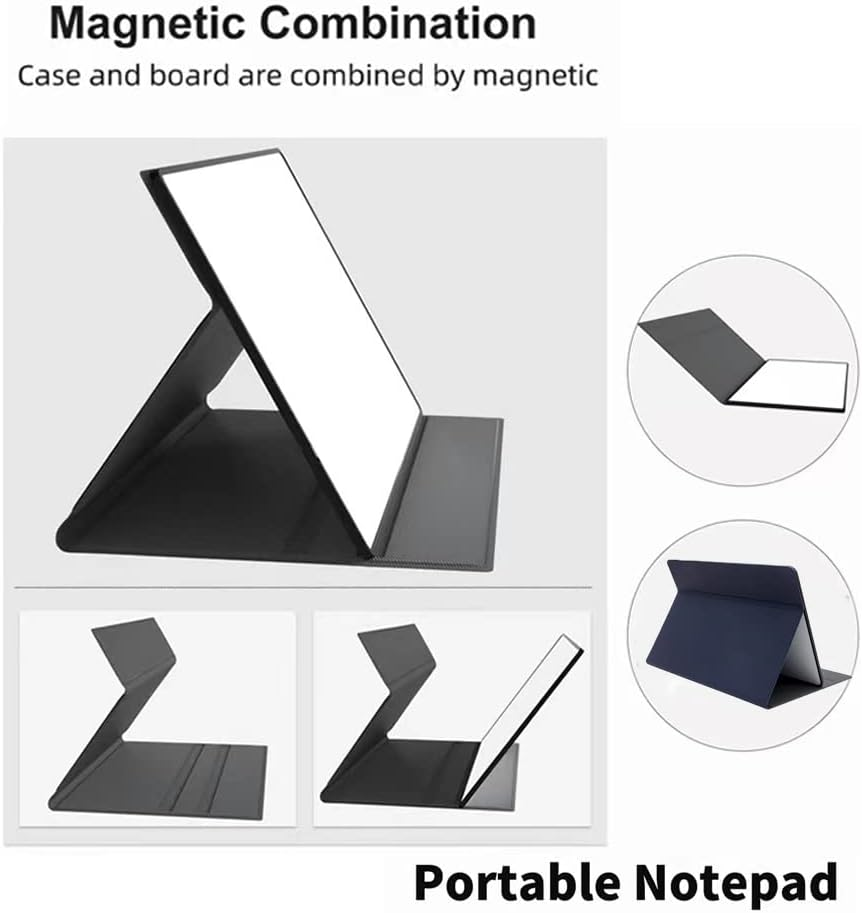 Aionue Desktop Dry Erase Small Whiteboard Portable A4 Blue Leather Whiteboard Desk White Board Mini Dry Erase Whiteboard Drawing Notice Boards for Home/Classroom/Office image number 4