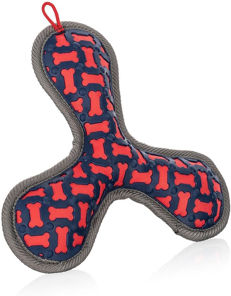 Knuffelwuff Tri Flyer Red Dog Toy Made of Rubber and Fabric - Grippy, Tooth-Friendly and Strengthening Binding - Floatable, Ideal for Play and Conditioning Training for All Large and Small Dogs image number 1