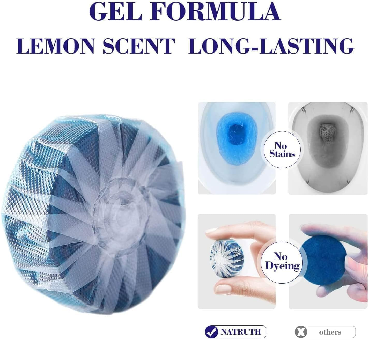 NATRUTH 20PCS Toilet Bowl Cleaner,Toilet Cistern Blocks,Long-Lasting Bathroom Cleaner Tablets,Powerful Rim & Bowl Cleaning,Lemon Scent,Individually Packaged image number 3