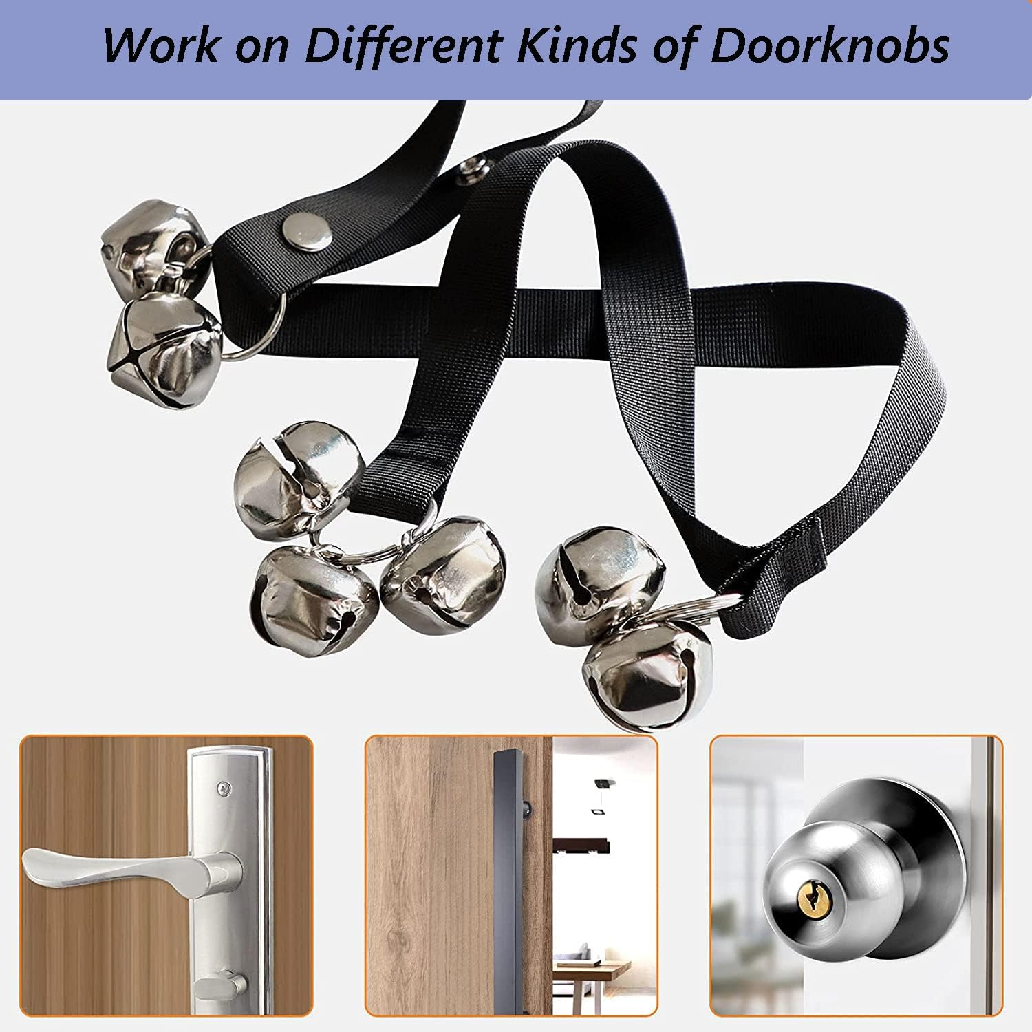 Dog Doorbells Dog Bell Puppy Potty Training Doorbells Adjustable Door Press Bell for Hanging on Door Knob, Training Your Puppy Easily with 7 Large Dog Training Bells Clear Ring image number 3