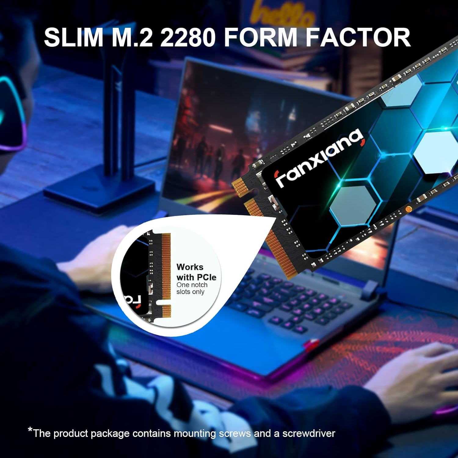 Fanxiang S500 Pro 512GB Nvme SSD M.2 2280 Pcie Gen3 X4 3200Mb/S Internal Solid State Drive, SLC Cache 3D NAND TLC, Graphene Cooling Sticker, Compatible with Laptop and PC Desktops(Black) image number 2