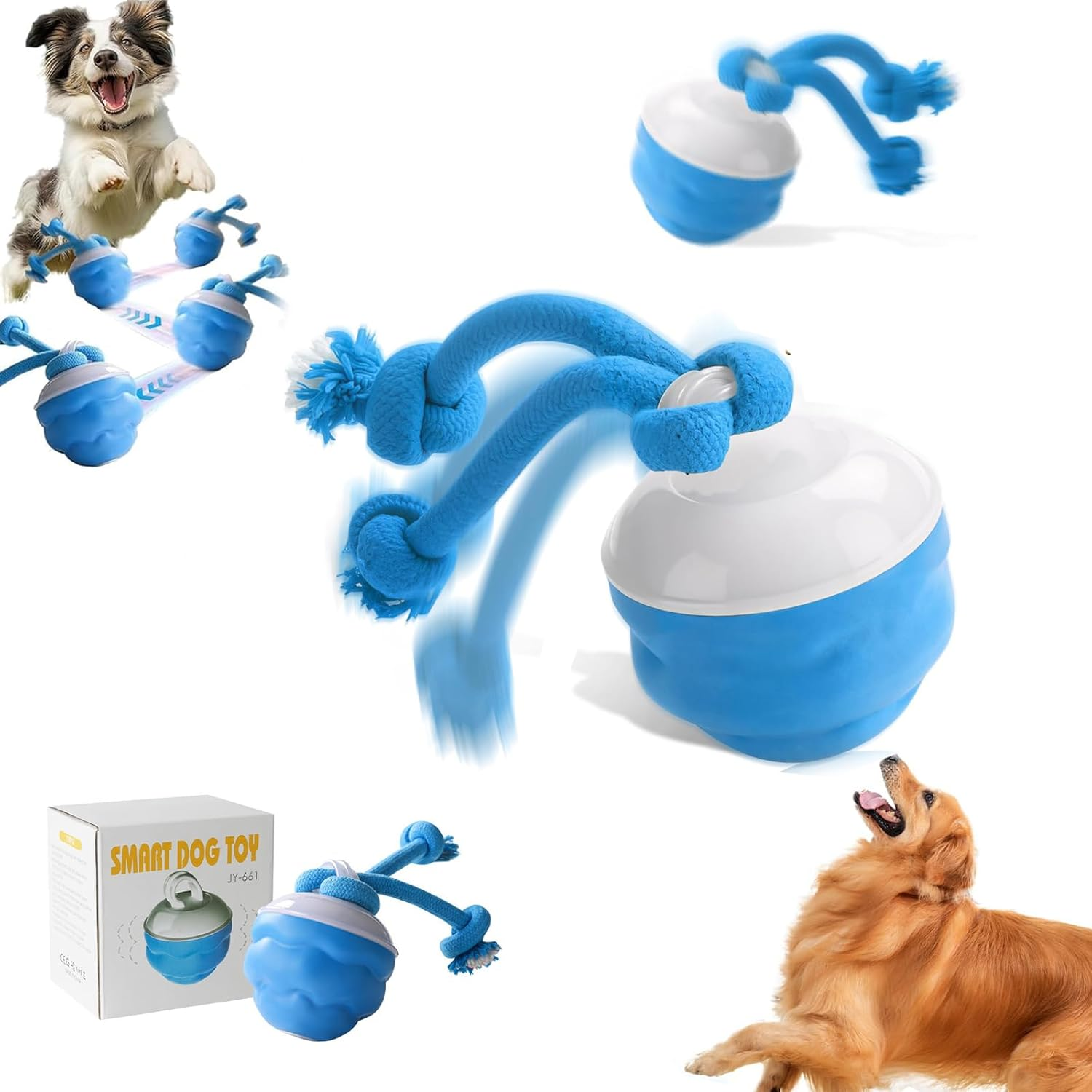 Komiyaa Interactive Dog Ball Toys, USB Rechargeable Squeaky Interactive Rolling Dog Toys Ball, 2025 Upgrade 3 Modes Automatic Moving Dog Ball Chew Toy for Small/Medium/Large Dog Indoor/Outdoor image number 4