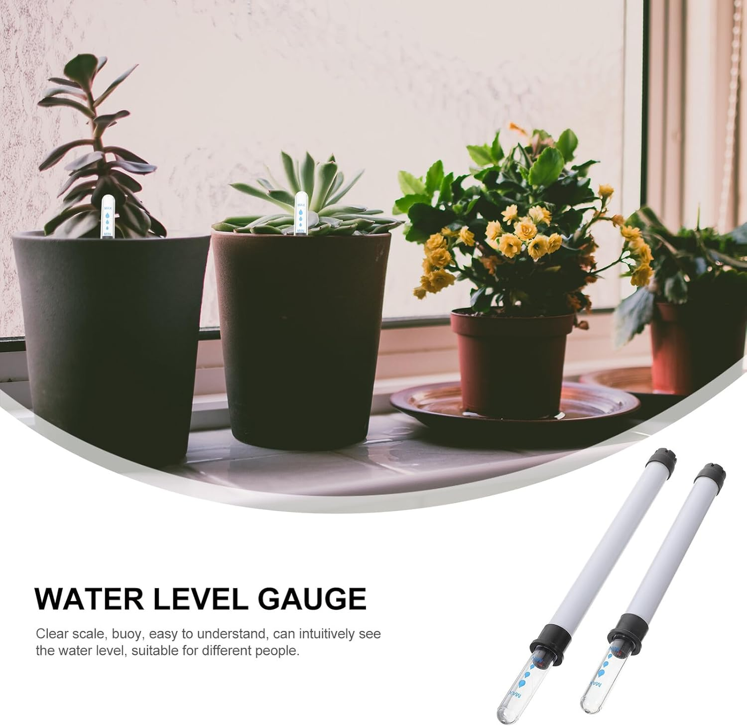 Toddmomy 4Pcs Flowerpot Water Level Indicators Plant Moisture Gauge Water Shortage Reminder for Indoor Houseplants Plastic Buoy Tank Gauge image number 1