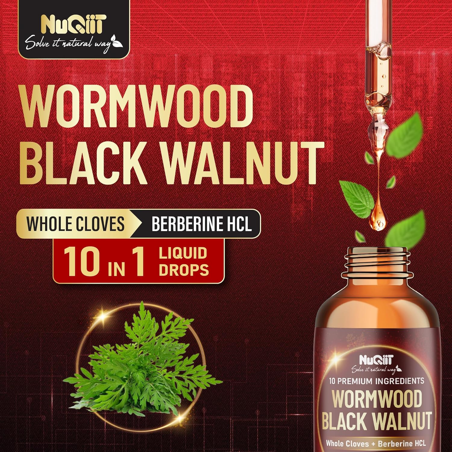10In1 Wormwood Liquid Drops with Wormwood, Black Walnut, Whole Cloves, Berberine, Milk Thistle, Turmeric, Ginger, Milk Thistle and More - 2 Pack (60Ml Total) for 60Days. image number 3