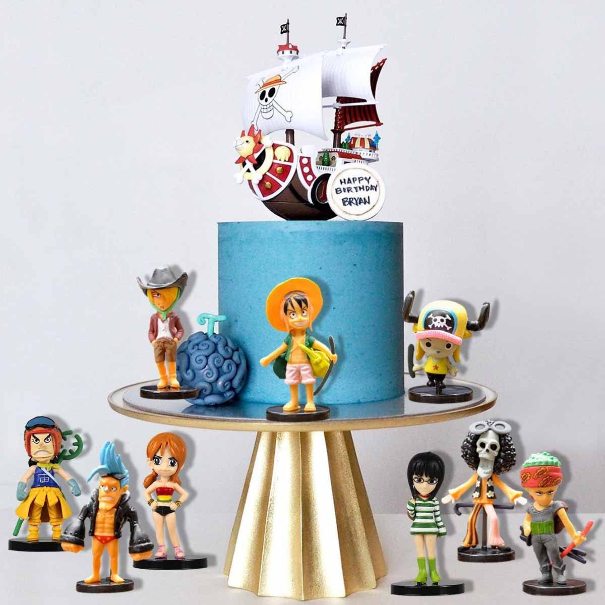 9Pcs Birthday Cake Toppers for One Piece,Cartoon and Animation Theme Party Cake Decorating Supplies image number 1