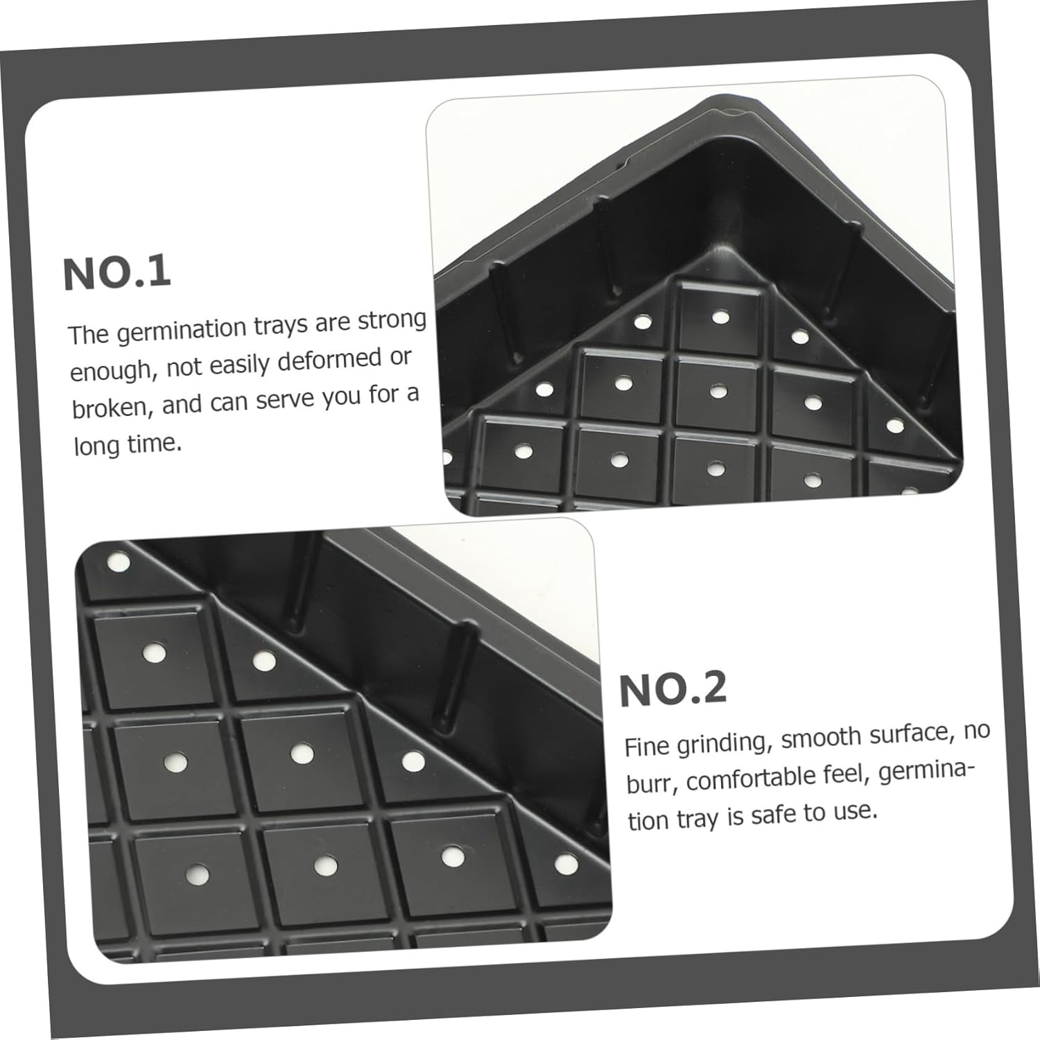 CIYODO Germination Tray Plant Growing Tray for Indoor Gardening Starting Accessory with Drainage Holes Reusable Nursery Supply for Flower Seedlings and Vegetable Propagation 5Pcs