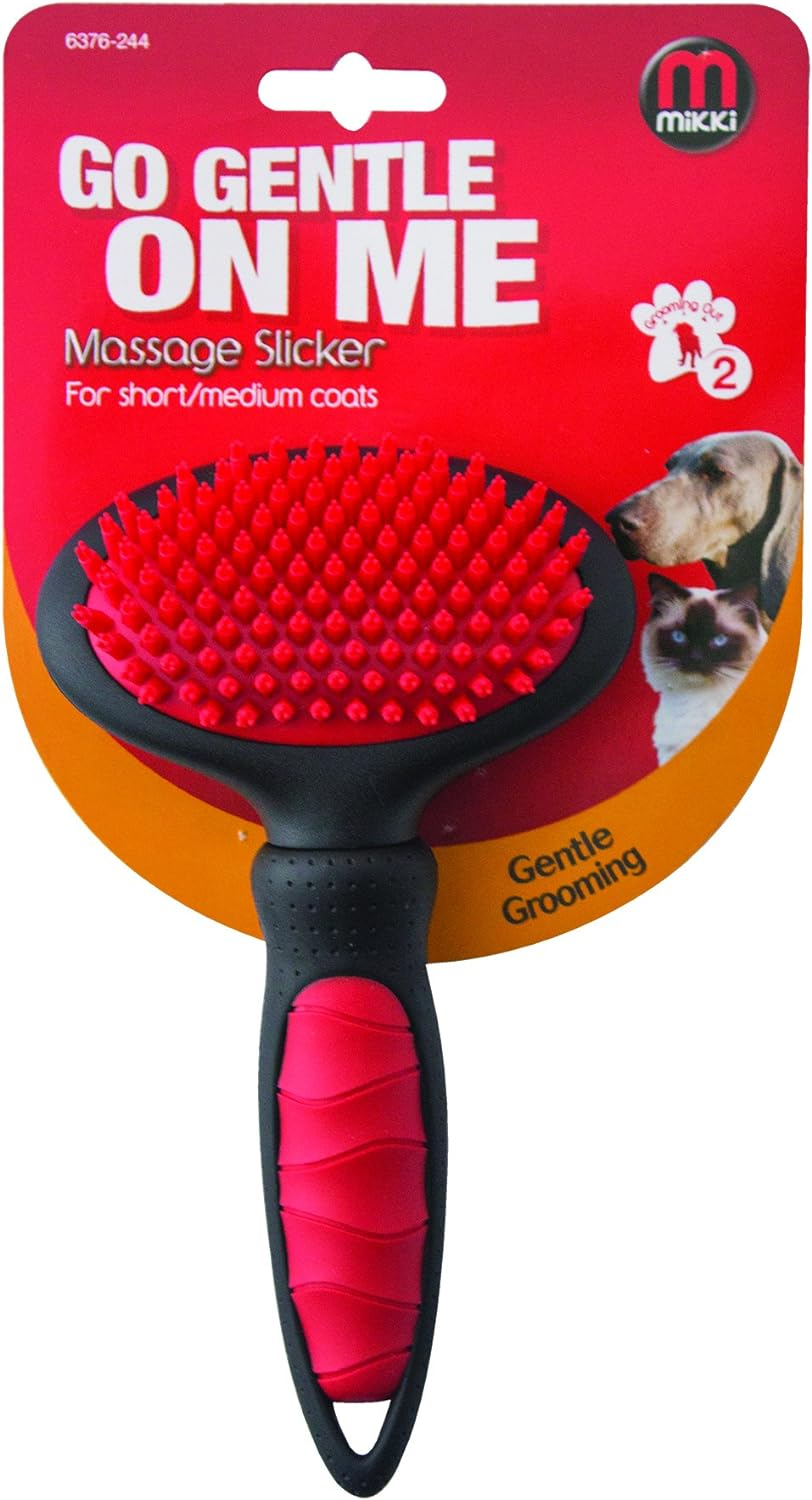 Mikki Dog, Puppy, Cat Grooming Massage Slicker Brush - Gentle, Relaxing Grooming - Large image number 3