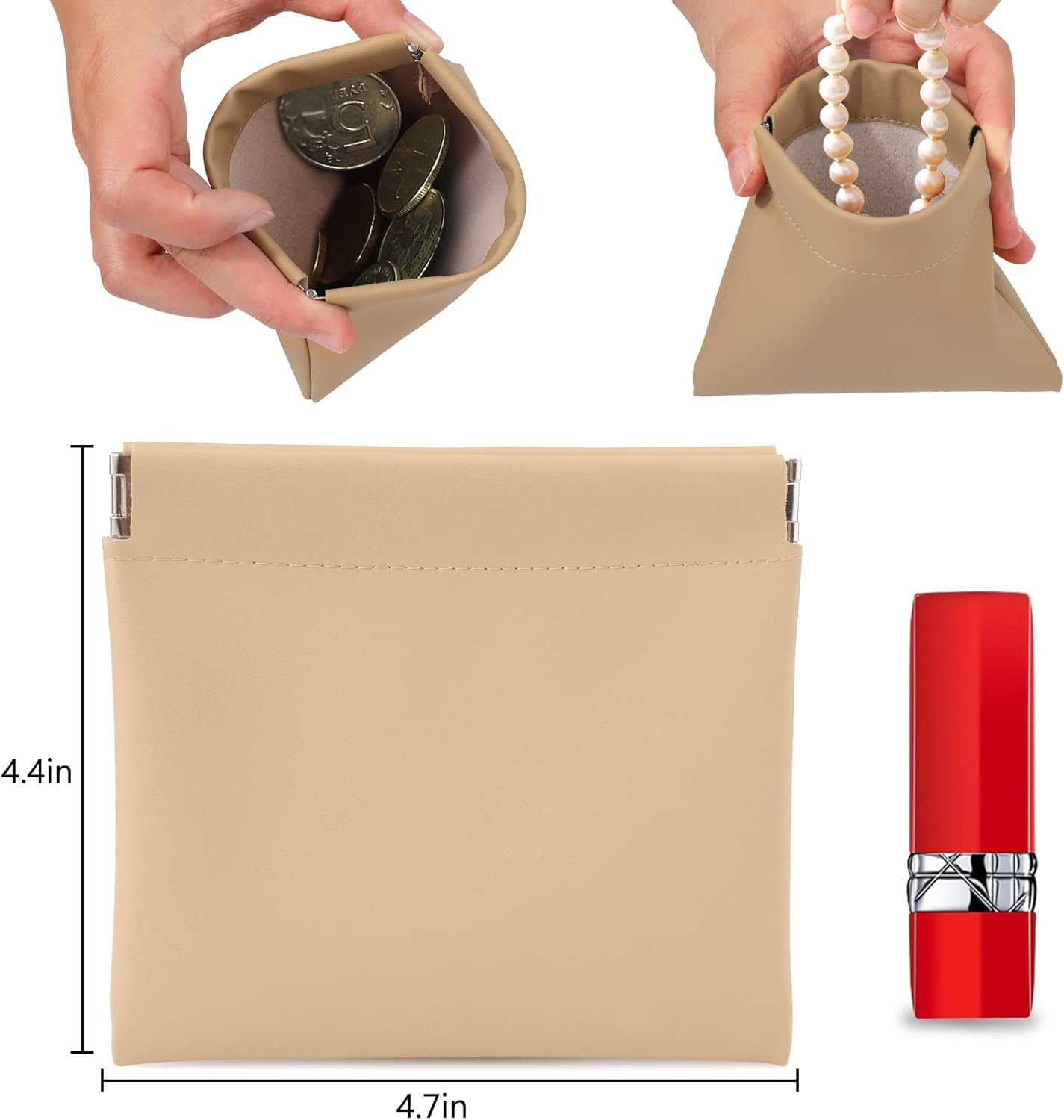 BUSOHA Small Makeup Bag for Purse, Mini Portable Cosmetic Bags for Women, Coin Purse Lipstick Cosmetic Accessories Organizer, Small Travel Kit Storage Pouch, 4 PCS, 4.7*4.3INCH, Mini Storage Bag image number 5