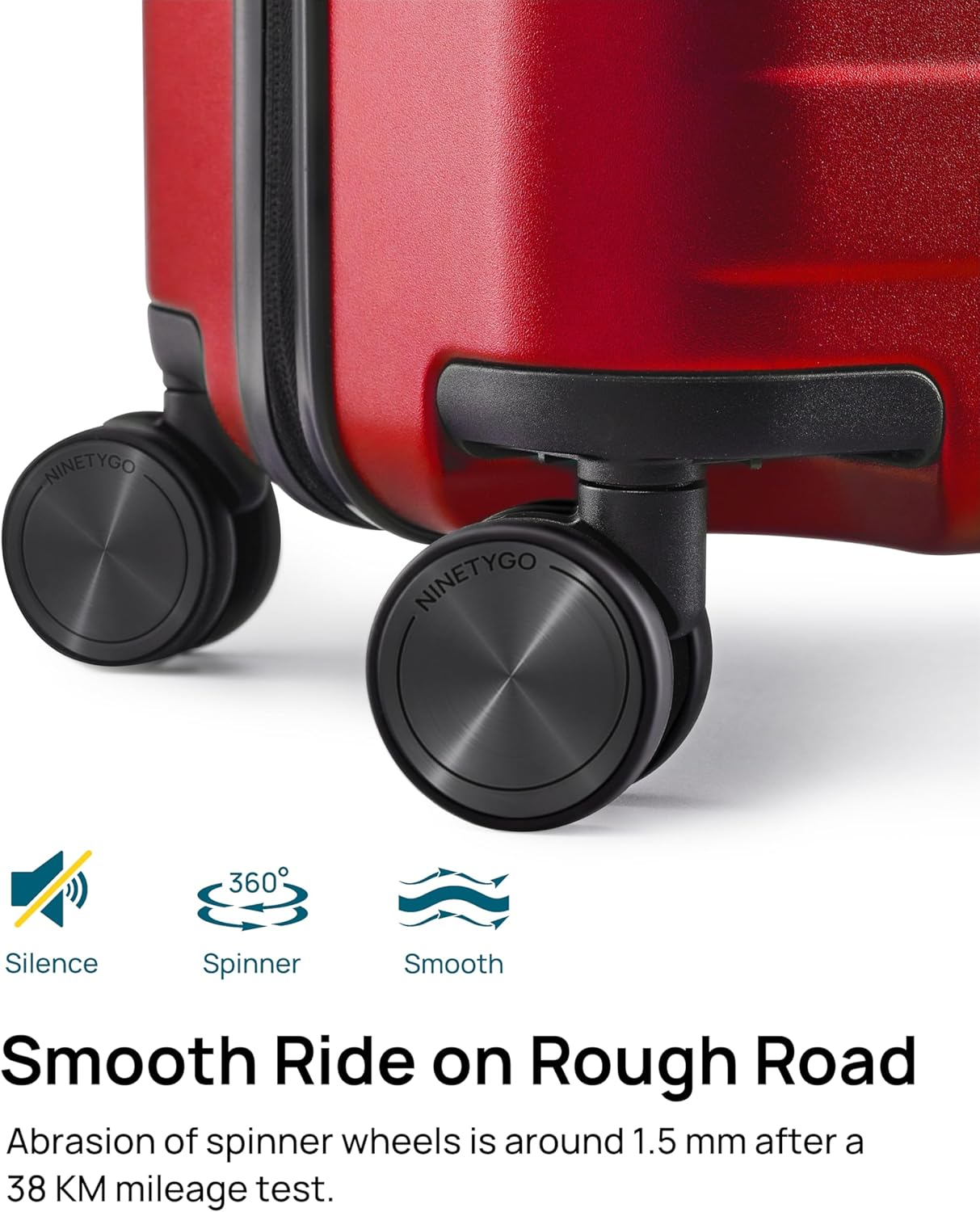 NINETYGO Carry on Luggage 22X14X9 Airline Approved, 20 Inch Hardshell Spinner Hardside Suitcase with Wheels, USB Port, TSA Lock for Travel Quick Getaway Business, Vermilion Red image number 4