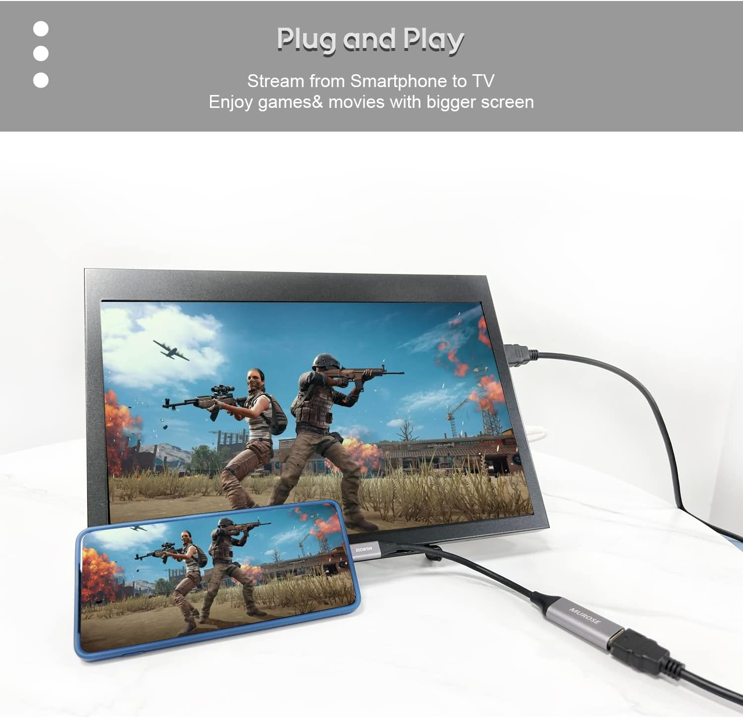 USB C to HDMI Adapter 4K@60Hz, MUROSE USB Type-C Male to HDMI Female Adapter,10Gbp/S Speed Thunderbolt 3/4 to HDMI Connector for Macbook Pro, Macbook Air, Ipad Pro, Pixelbook, XPS, Galaxy, and More image number 5