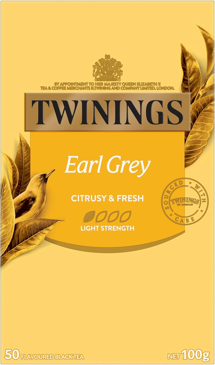 Twinings Earl Grey Black Tea, 50 Tea Bags, Light & Citrus Bergamot Flavoured