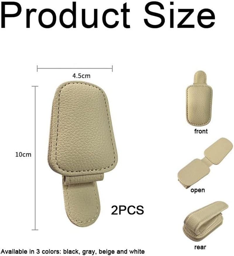 2 Pcs Sunglass Holder for Car,Magnetic Leather Sunglasses Holder and Ticket Card Clip,Leather Sunglass Visor Clips,Car Sunglass Holder Visor Clip Magnetic Leather Sun Glasses Eyeglass Hanger (Gray)