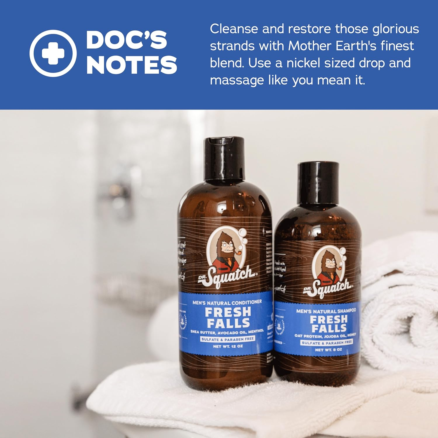 Dr. Squatch Fresh Falls Men'S Shampoo + Conditioner Hair Bundle - Keeps Hair Looking Full, Healthy, Hydrated image number 1