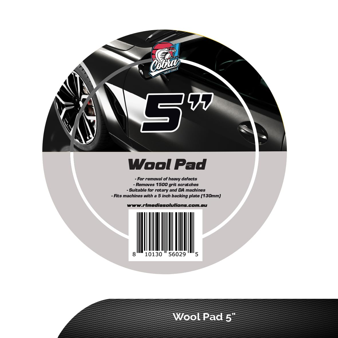 Cobra WRAP TOOLS Wool Pads - Professional Detailing Buffing Pads - Durable, High-Performance Results - Perfect for Cutting, Polishing & Finishing Automotive Surfaces | 5-Inch, Grey image number 1