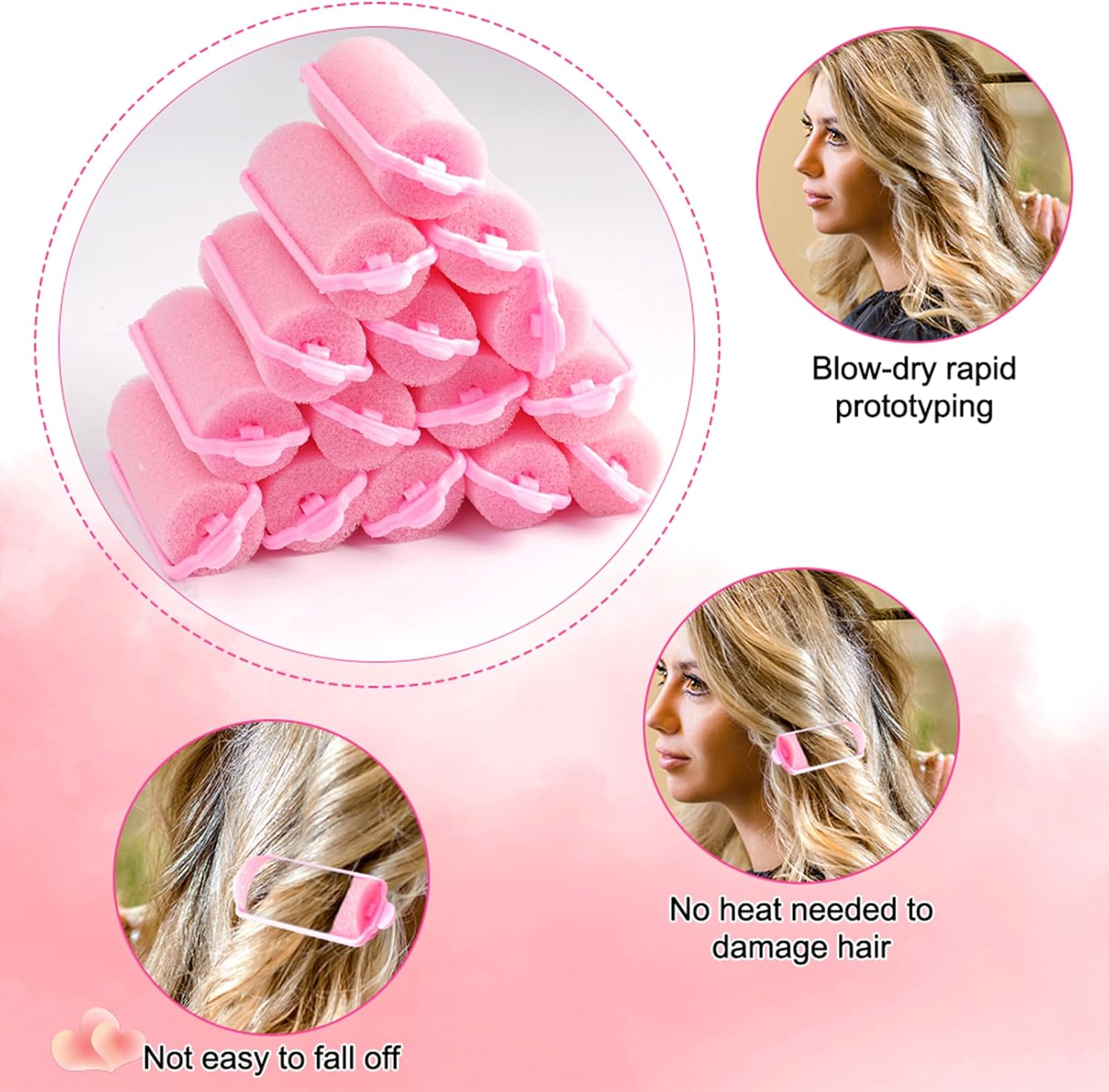 Pack of 30 Sponge Curlers, Curlers Foam 25 Mm, Hair Rollers, Foam Sponge, Hair Rollers, No Damage to Hair, Sleep Curlers for Women and Children, DIY Hair Styling