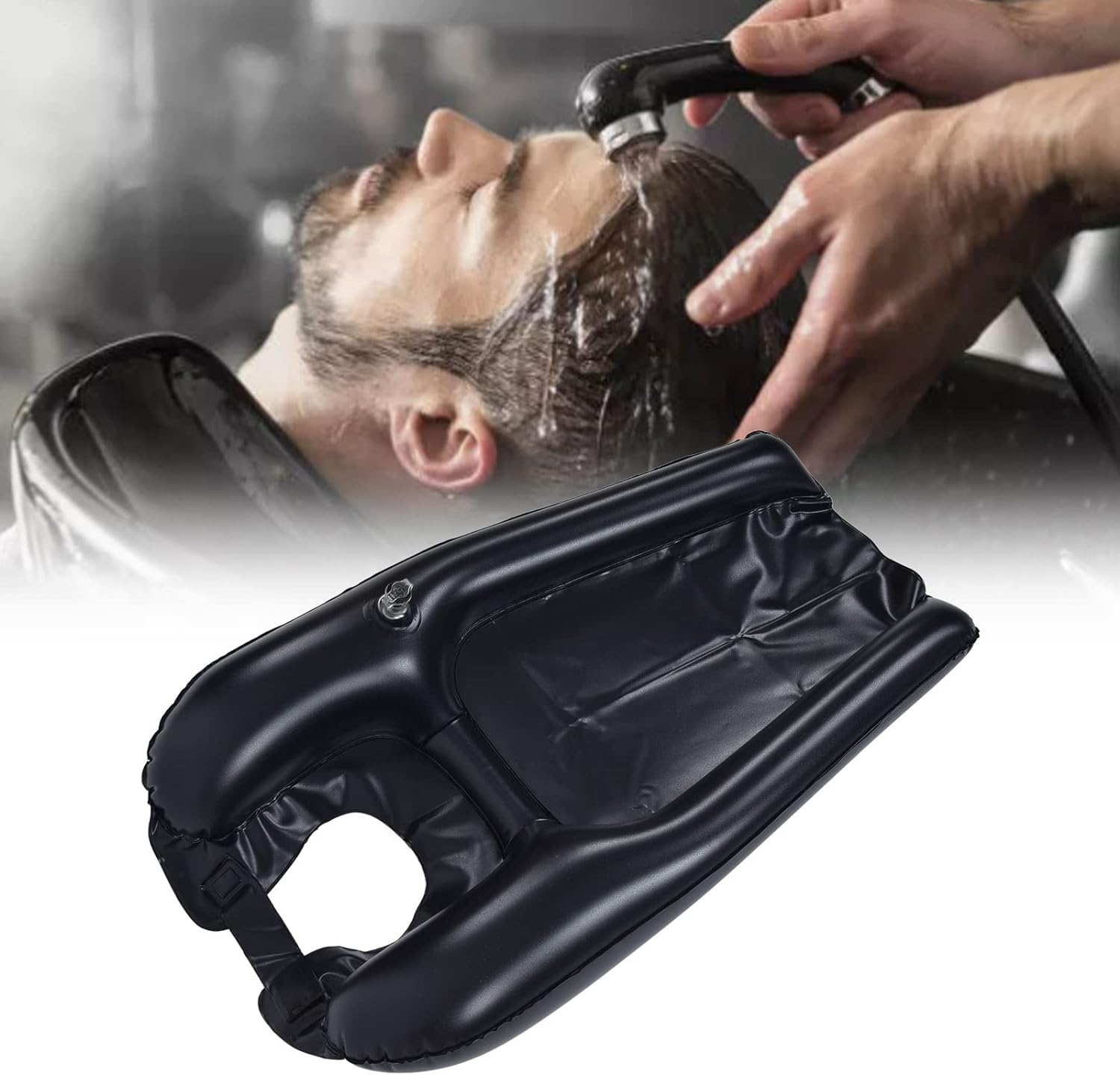 Inflatable Shampoo Bowl, Portable Hair Washing Tray with Inflator Pump, Hair Washing Sink Basin for Elderly/Pregnant/Injured/Bedridden image number 5