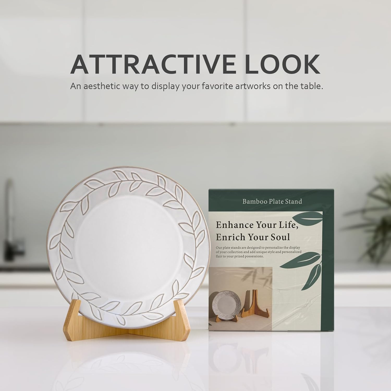 ANBOXIT Plate Stands for Display, 6 Inch Plate Holders for Displaying, Bamboo Picture Frame Holder for Tables, Tabletop Easels, Decorative Stand for Platter, Dish, Book, Photo and Plaque (1 Pack) image number 1