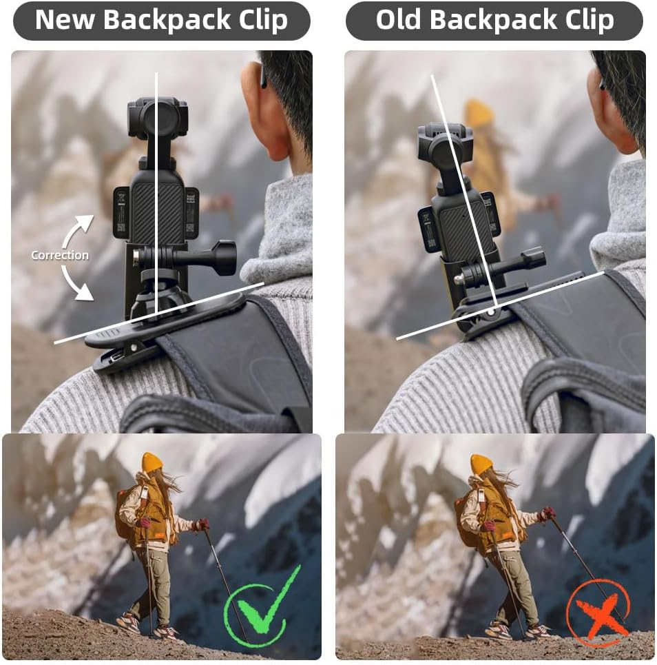 SUREWO 360&deg; Rotation Backpack Strap Mount,Quick Clip Mount with Expand Frame Compatible with DJI Osmo Pocket 3 image number 5