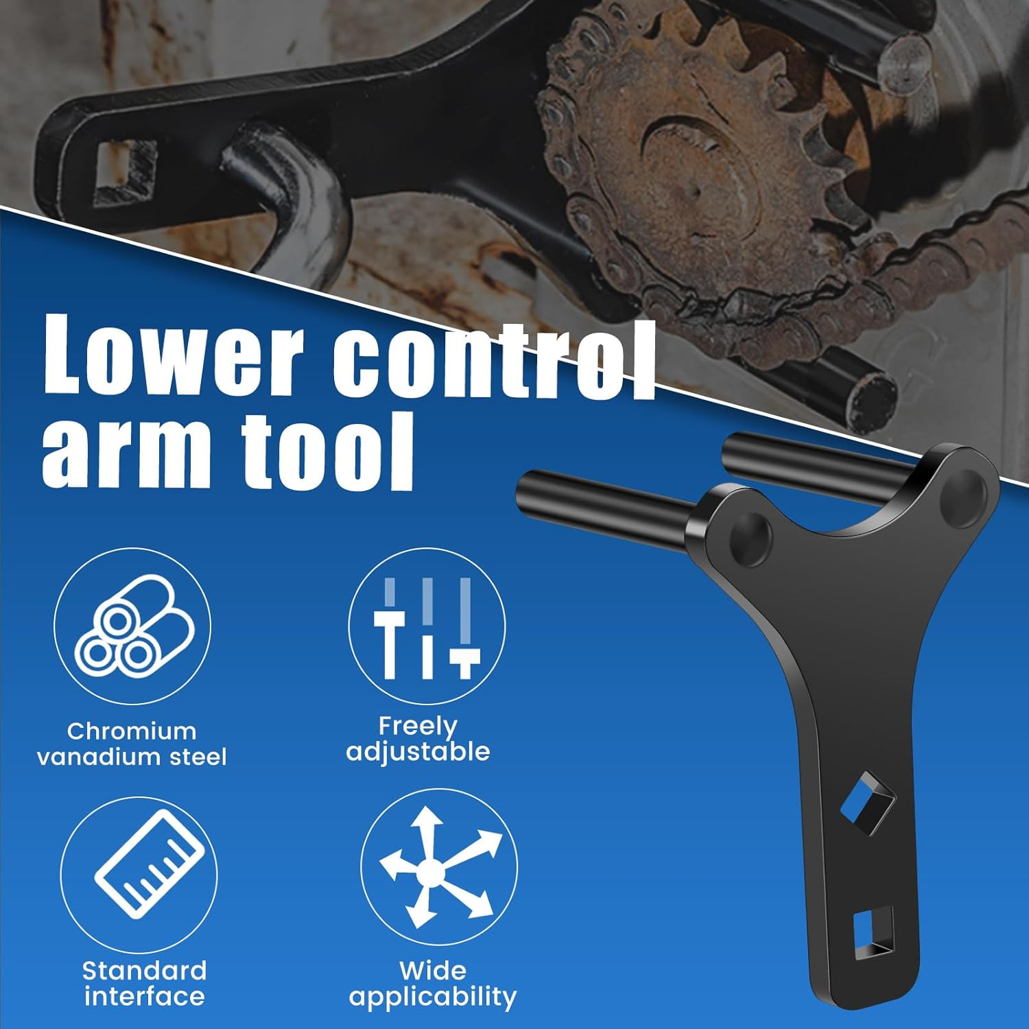 UKQRRTC Lower Control Arm Prying Tool, Chrome Vanadium Steel Automotive Lower Control Arm Removal Tool, Multifunctional Control Arm Bushing Tool for Cars Suvs Trucks image number 4