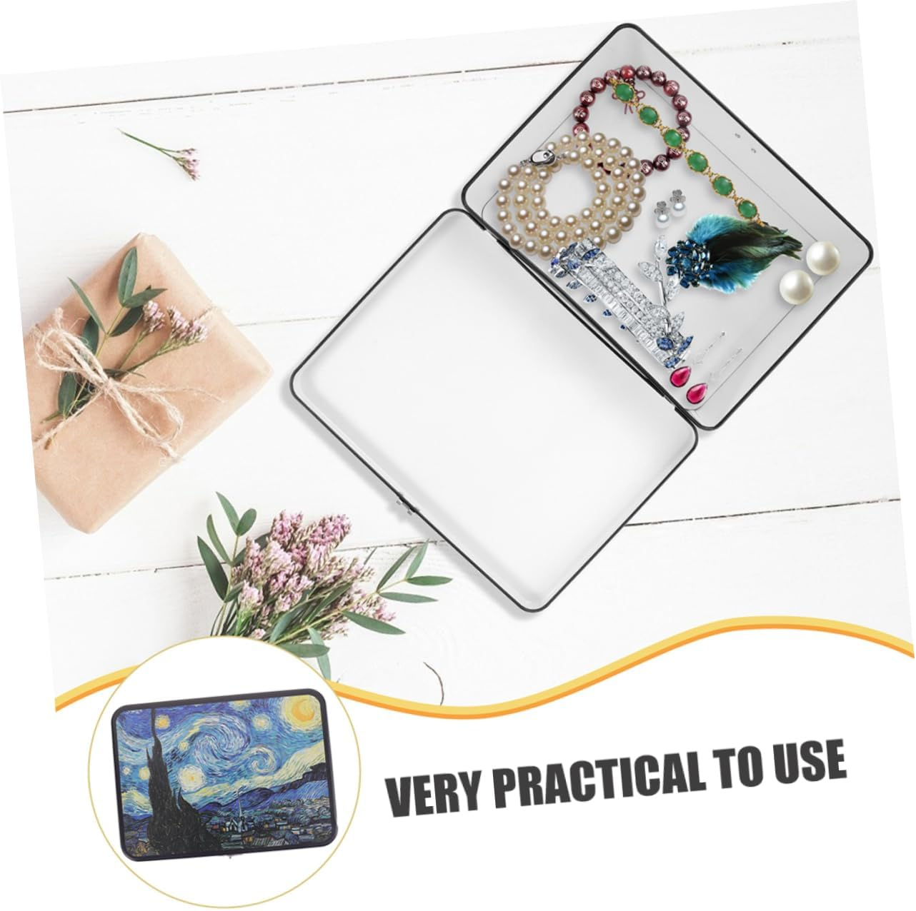 2Pcs Vintage Tinplate Box with Lock Medium Large Jewelry Storage Case Keepsake Organizer for Photos Decorative Treasure Box for Home image number 5