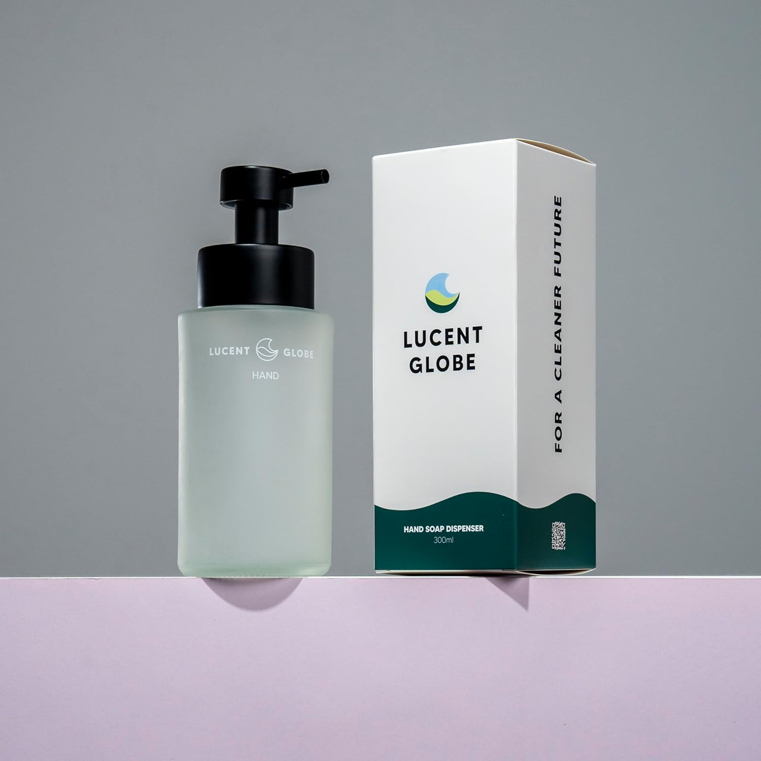 Lucent Globe Foaming Hand Soap Bottle &ndash; Frosted Glass, Stainless Steel Pump, Reusable & Plastic-Free, 300Ml image number 4