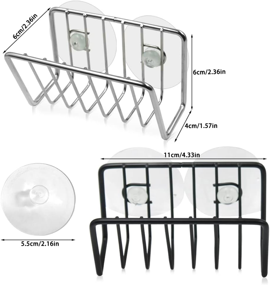 AFUNTA 2 Pack Sponge Holder for Kitchen Sink Stainless Steel Soap Holder Sink Caddy with 4 Suction Cups Kitchen Sink Organizer for Sponge Soap Scrubber
