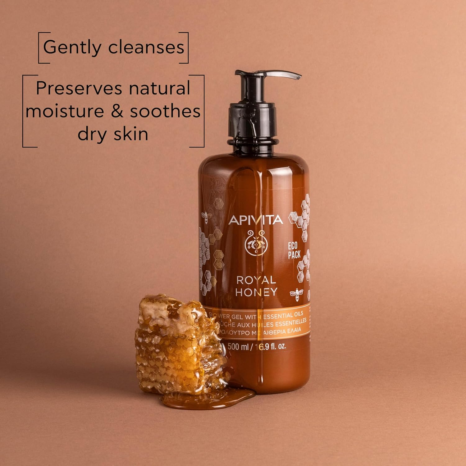 Apivita Royal Honey Creamy Shower Gel with Essential Oils - Ecopack 500Ml/16.9Oz