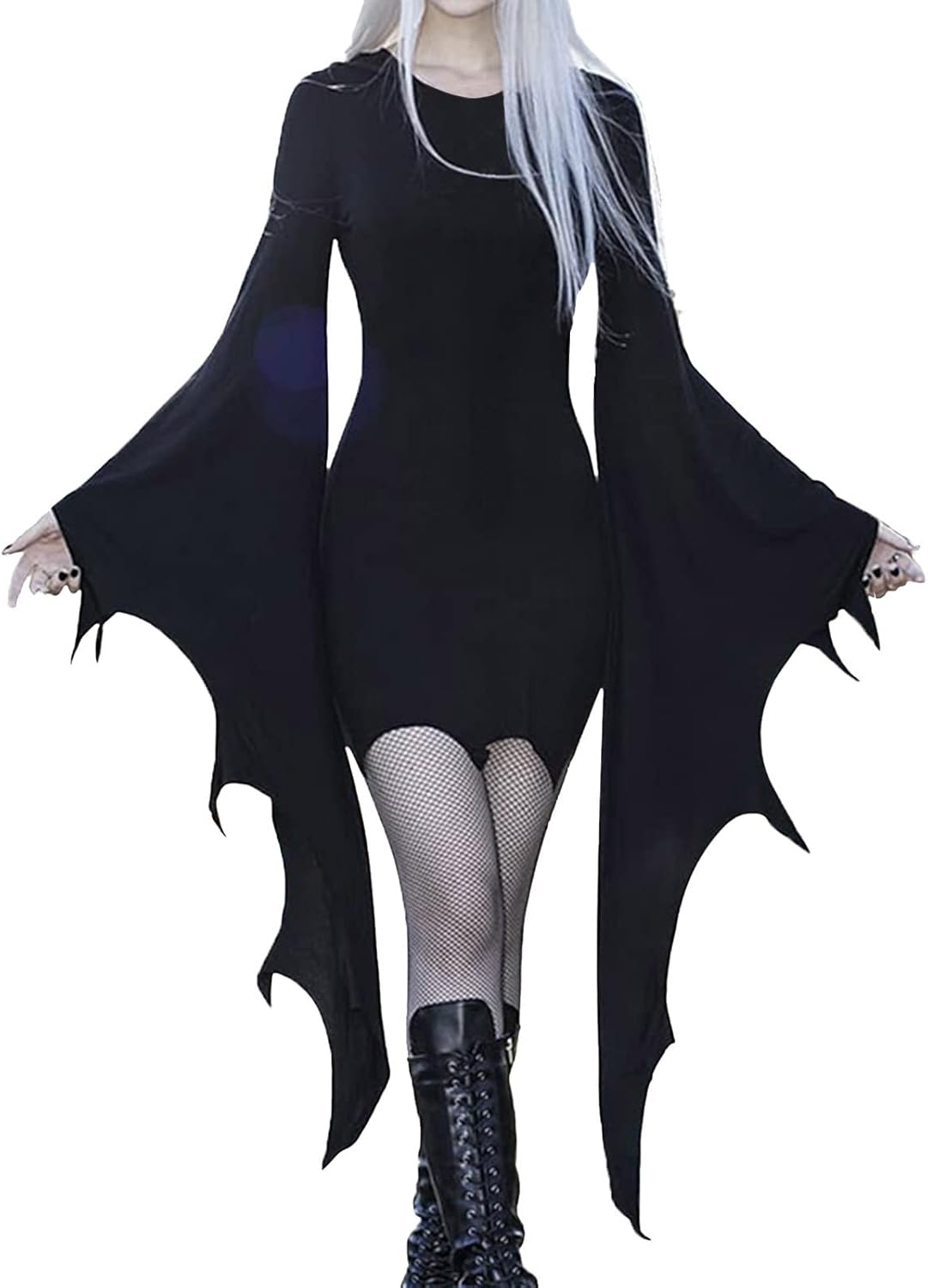 Halloween Dress for Women Steampunk Gothic Dress with Bat Sleeves Medieval Renaissance Costume for Party Cosplay