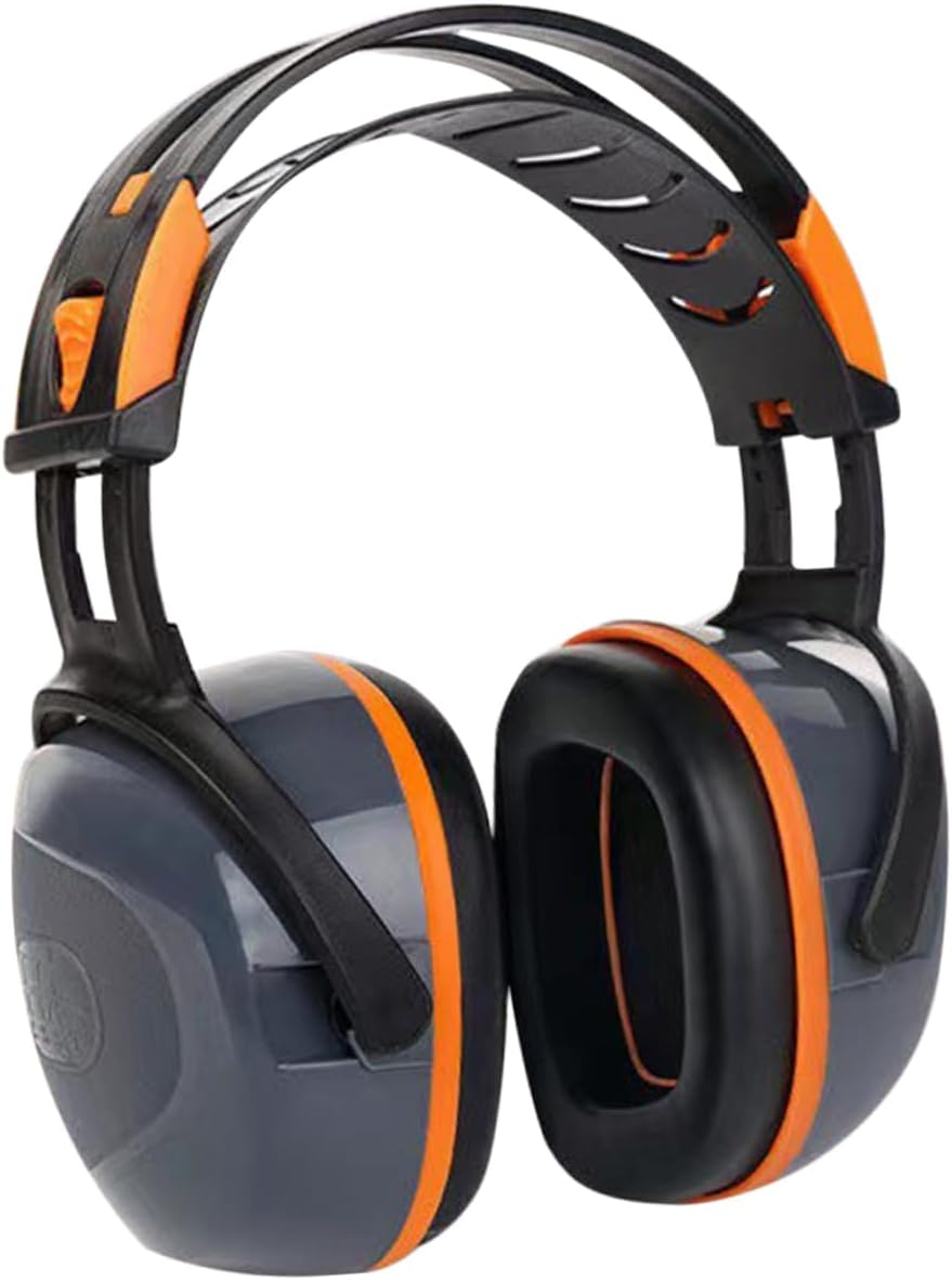 Operitacx Noise Cancelling Hearing Protection Earmuffs over Ear Headphones Sound Insulation for Construction Work and Industrial Use Comfortable Orange Gray image number 4