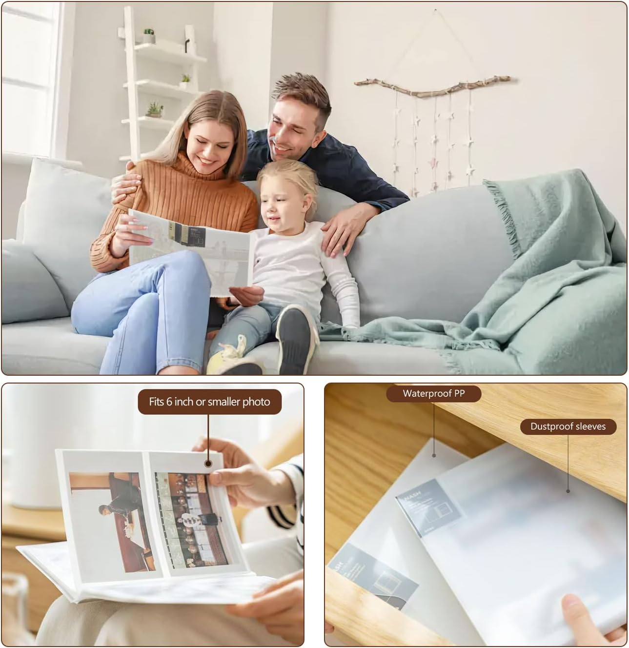 RINGSUN Photo Album, 4X6 Photo Keeper Photo Book for Family Wedding School Anniversary, Memory Album Easy to Organize and Display, 80 Pockets