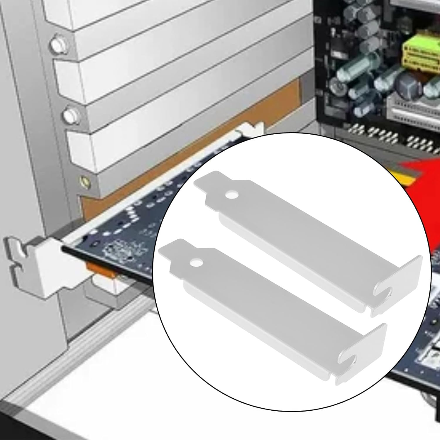 VGOL 6X PC Low Profile PCI Bracket Expansion Computer Back Slot Cover for Computer Cases, 80X18X13Mm image number 6