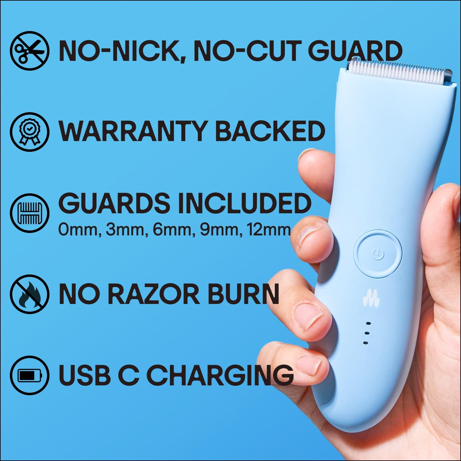 MERIDIAN the Trimmer Premium - Body Hair Trimmer & Electric Shaver for Men and Women for Pubic Hair, Chest, Legs & Bikini Line, Waterproof & Rechargeable, Sky image number 2