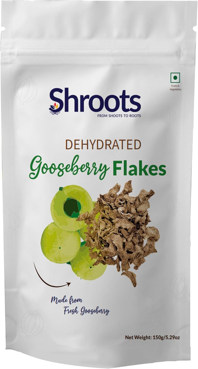 SHROOTS Dehydrated Gooseberry (Amla) Flakes Pure Vegetarian Gluten-Free No Added Sugar Easy Cooking Essential Machine Dried Vegetables with Natural Aroma Ideal for Everyday Meals 5.29 Oz, Pack of 1 image number 5