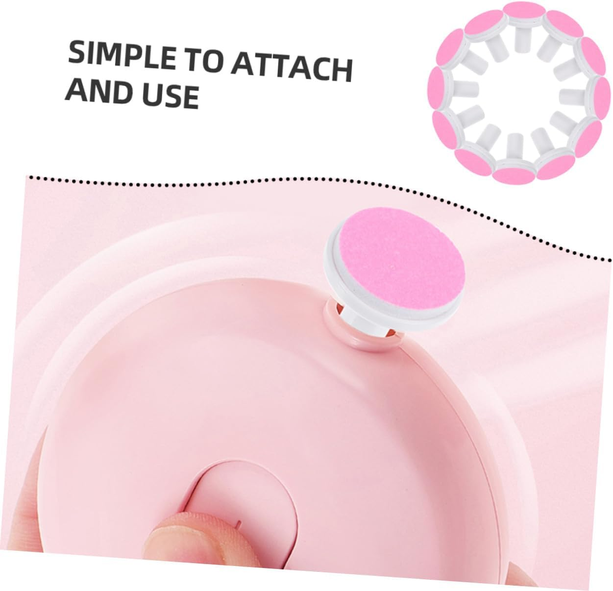 PACKOVE Electric Nail Trimmer Replacement Pads 12Pcs Pink Adults Nail Buffer Grinding Heads Refill image number 6